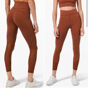 Lululemon Everlux Mesh High Rise Leggings 25" Tight Dark Terracotta Brown Size 4